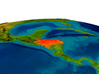 Honduras on model of planet Earth