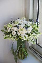 The light delicate bouquet . in green and white.Ranunculus Buttercup