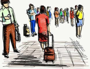 people walking cartoon sketch
