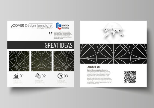 Business templates for square design brochure, magazine, flyer, booklet or report. Leaflet cover, vector layout. Celtic pattern. Abstract ornament, geometric vintage texture, medieval ethnic style.
