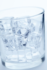 glass with ice cubes