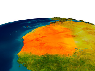 Mauritania on model of planet Earth