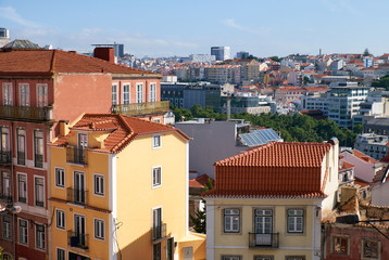Fototapeta na wymiar The residential houses in the Bairro Alto district. Lisbon. Portugal