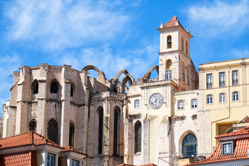Fototapeta na wymiar Church of Our Lady Mount Carmel as seen from the Rossio square. Lisbon. Portugal