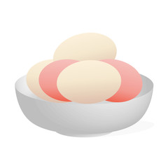 Vector illustration of realistic eggs of beige on a plate isolated on white background