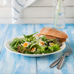 Quail Egg Salad with Curry Yogurt Dressing