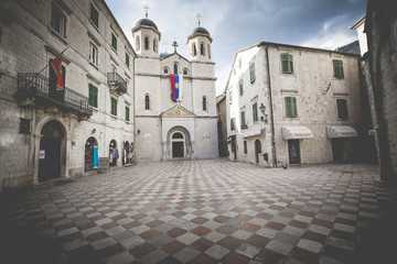 View on old town of Kotor UNESCO twon in Montenegro.