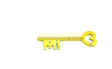 vintage gold key isolated on white background.
