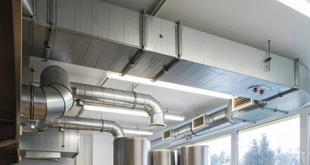 Tuinposter Ventilation pipe system in kitchen interior. © Aleks Kend