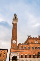 Fototapeta premium La Torre del Mangia sur la Piazza del Campo à Sienne en Toscane