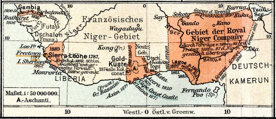 Fototapeta premium British Empire - the Royal Niger Company (from Meyers Lexikon, 1895, 7/1028/1029)