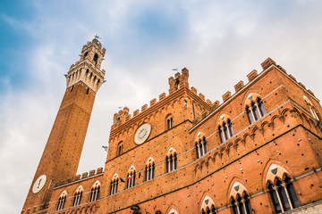 Fototapeta premium La Torre del Mangia sur la Piazza del Campo à Sienne en Toscane