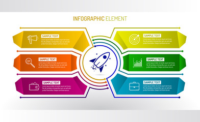 Vector Infographic design template made from lines and icons. 
Business concept with a six steps for success. Vector eps 10.