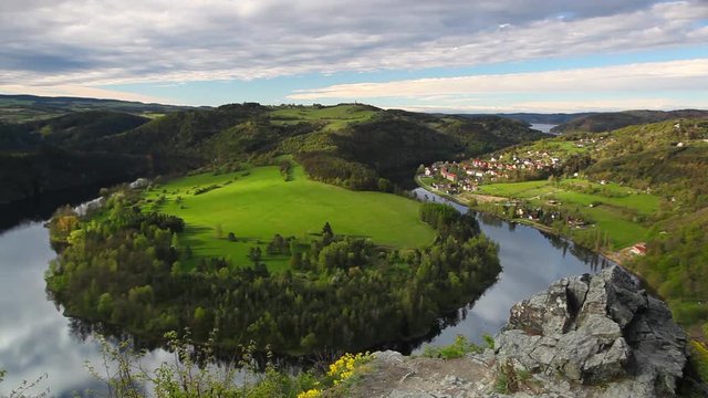 Famous meander on Vltava river, Slapy dam, Czech Republic.