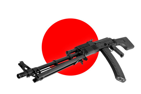 Weapon - Assault rifle Japan of a flag background
