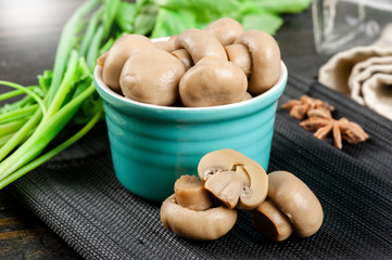 The champignon mushrooms