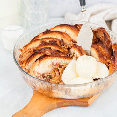 Walnut Bread and Butter Pudding
