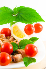 Mussels, squid and octopus with cherry tomatoes