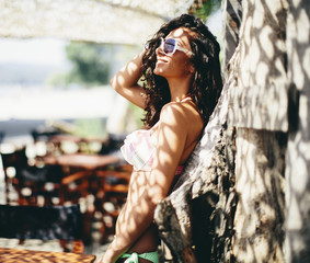 Young woman at beach on a summer day