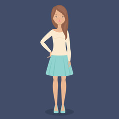 Young beautiful girl staying alone