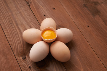 eggs on a wooden table