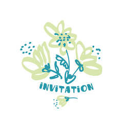 Hand drawn shabby floral design element for card, header, invitation. Sketch style pale color flowers motif in laconic minimal style.