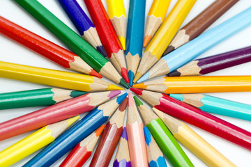 Fototapeta premium Color pencils spread around