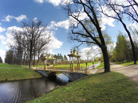 Small Chinese bridge (1786) in the Alexander Park in Pushkin (Tsarskoye Selo), near Saint Petersburg