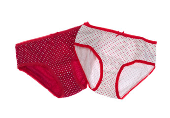 Two panties with polka dots, red and white
