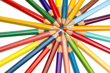 Fototapeta premium Color pencils spread around