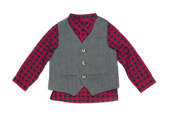 Obraz premium Plaid shirt with vest, isolate