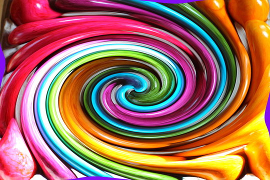 Distorted picture of rainbow colors. Abstract  rippled swirl background. Colorful fusion spectrum.