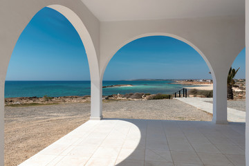 Fototapeta na wymiar Views on the Mediterranean beach on Cyprus.