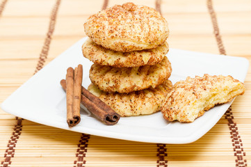 shortbread cookies with cinnamon close-up