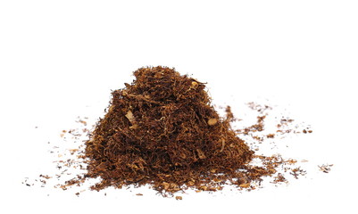 Pile of tobacco isolated on white background