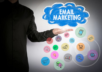 Email Marketing business concept. Cloud and application software icons