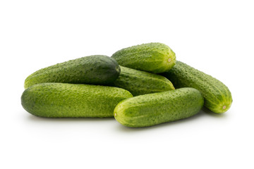 Eco cucumber on white background. Fresh vegetables.