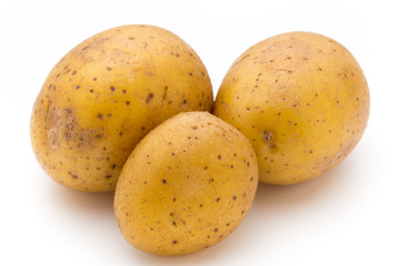 Raw potato isolated on white background.