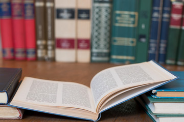 Stack of books at the library.