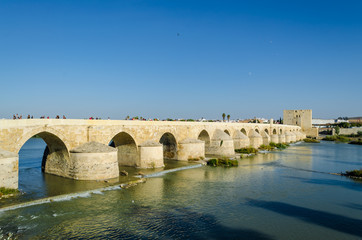 Fototapeta premium View of the Roman bridge and the river Guadalquivir, Cordoba, Spain