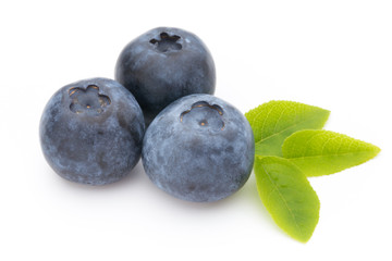 Fresh blueberries on a white background.
