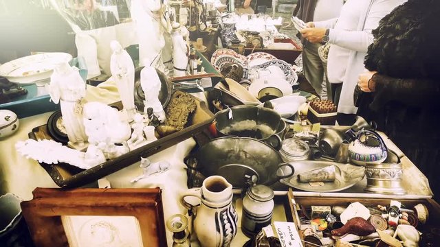 Sunday flea market with antiques and other collector's items