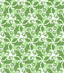 Floral vector ornament. Seamless abstract classic background with green leaves. Pattern with repeating elements