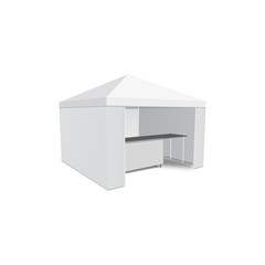 Event Trade Show Pop-Up Tent Mobile Advertising Marquee. Mock Up, Template. Illustration Isolated On White Background.