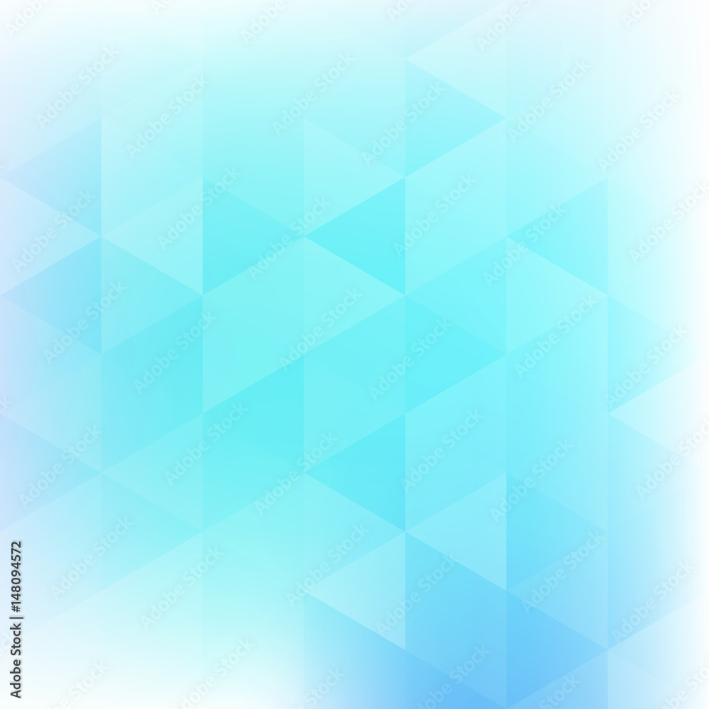 Poster Subtle abstract light blue background textured by triangles. Graphic vector pattern