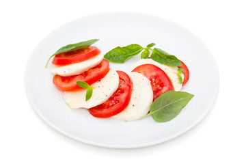 caprese salad isolated on white
