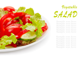Fresh vegetable salad isolated on white