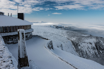Winter view from Sniezka mountain in Giant Mountains (Karkonosze), Poland