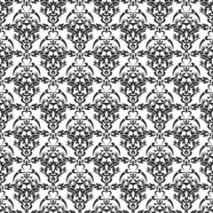 Seamless wallpaper with white pattern - black exclusive wallpaper - obrazy, fototapety, plakaty