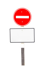 do not enter traffic sign pole isolated on white background